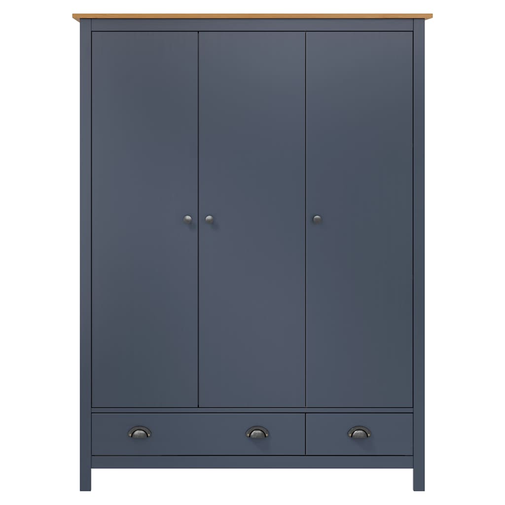 Kleiderschrank mit 3 Türen Hill Grau 127x50x170 cm Kiefernholz