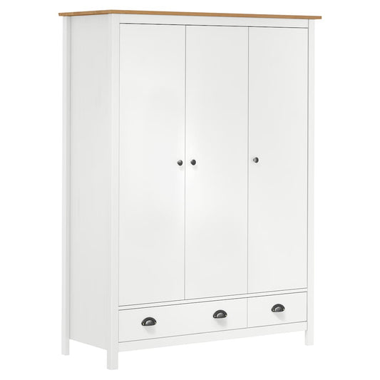 Wardrobe with 3 doors Hill White 127x50x170 cm pinewood