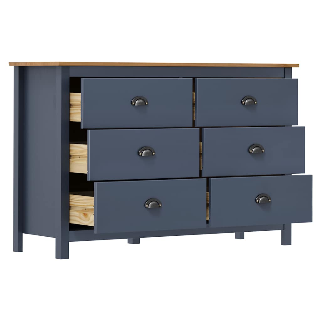 Sideboard Hill Grau 125x40x80 cm Massivholz Kiefer