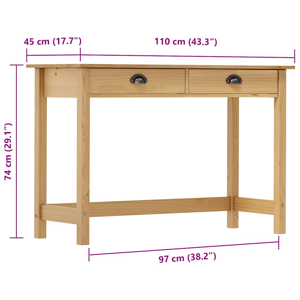 Konsolentisch Hill mit 2 Schubladen 110×45×74 cm Kiefernholz