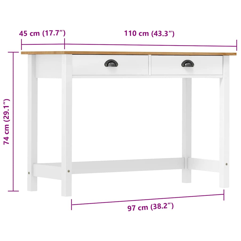 Konsolentisch Hill mit 2 Schubladen 110x45x74 cm Kiefernholz