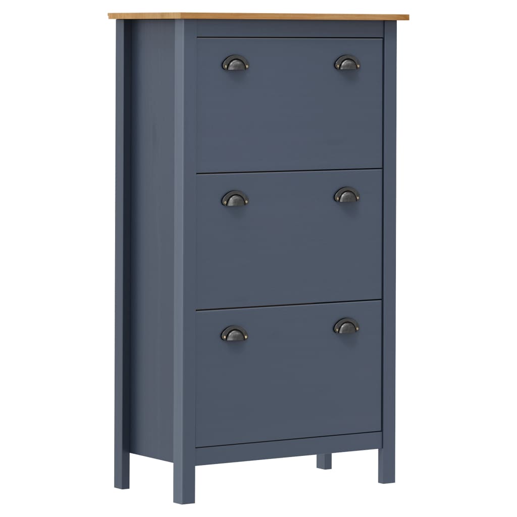 Shoe cabinet Hill Grey 72x35x124 cm solid pine wood