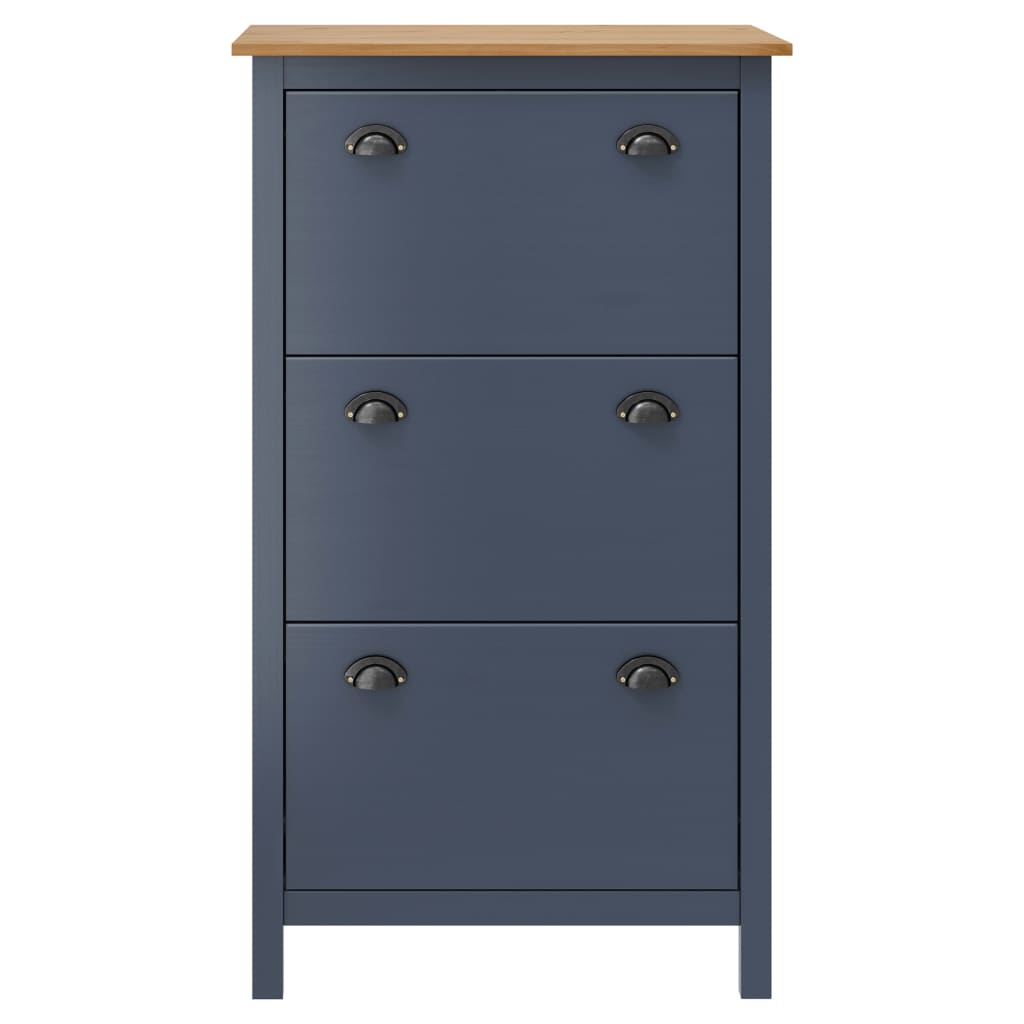 Shoe cabinet Hill Grey 72x35x124 cm solid pine wood