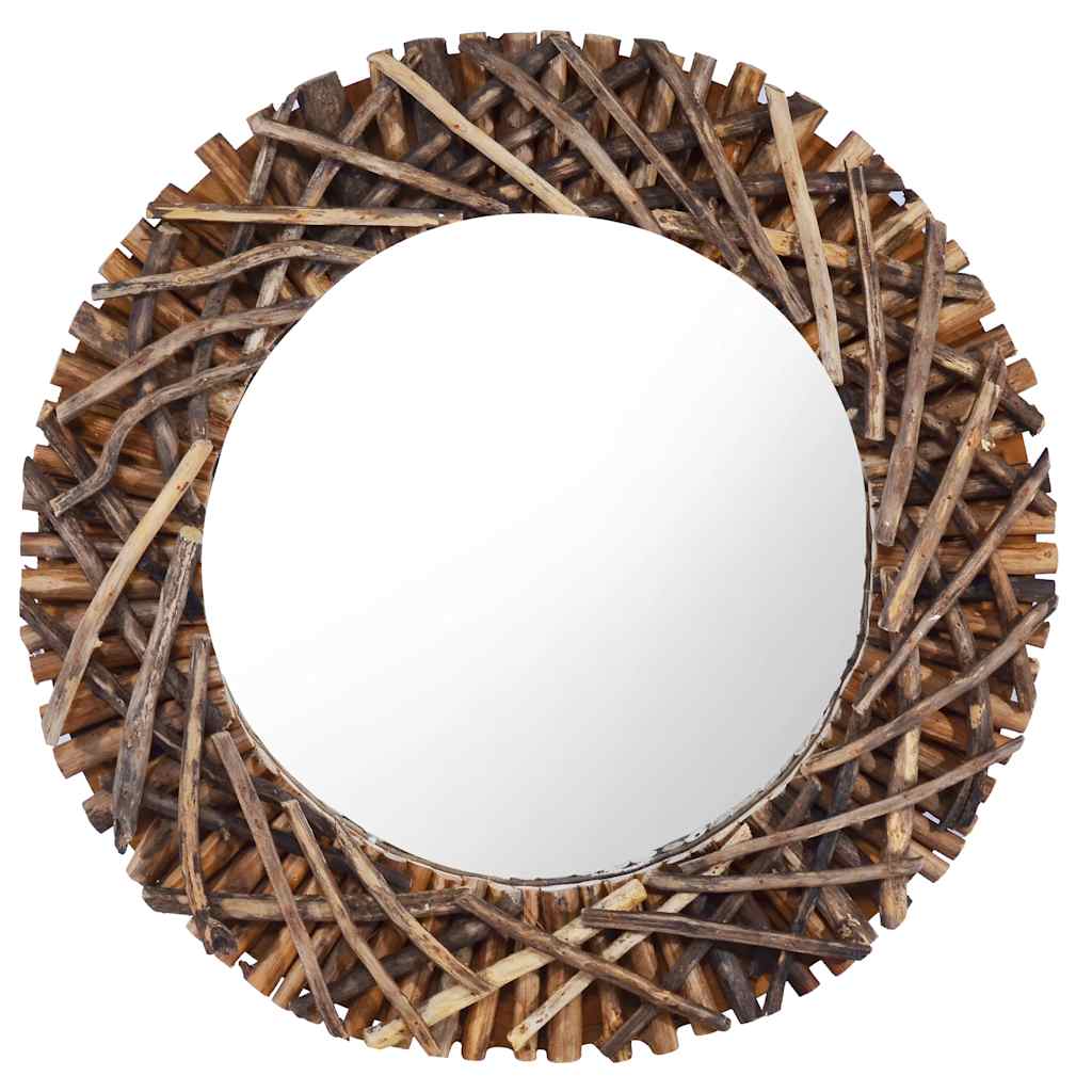 Wandspiegel 60 cm Teak Rund