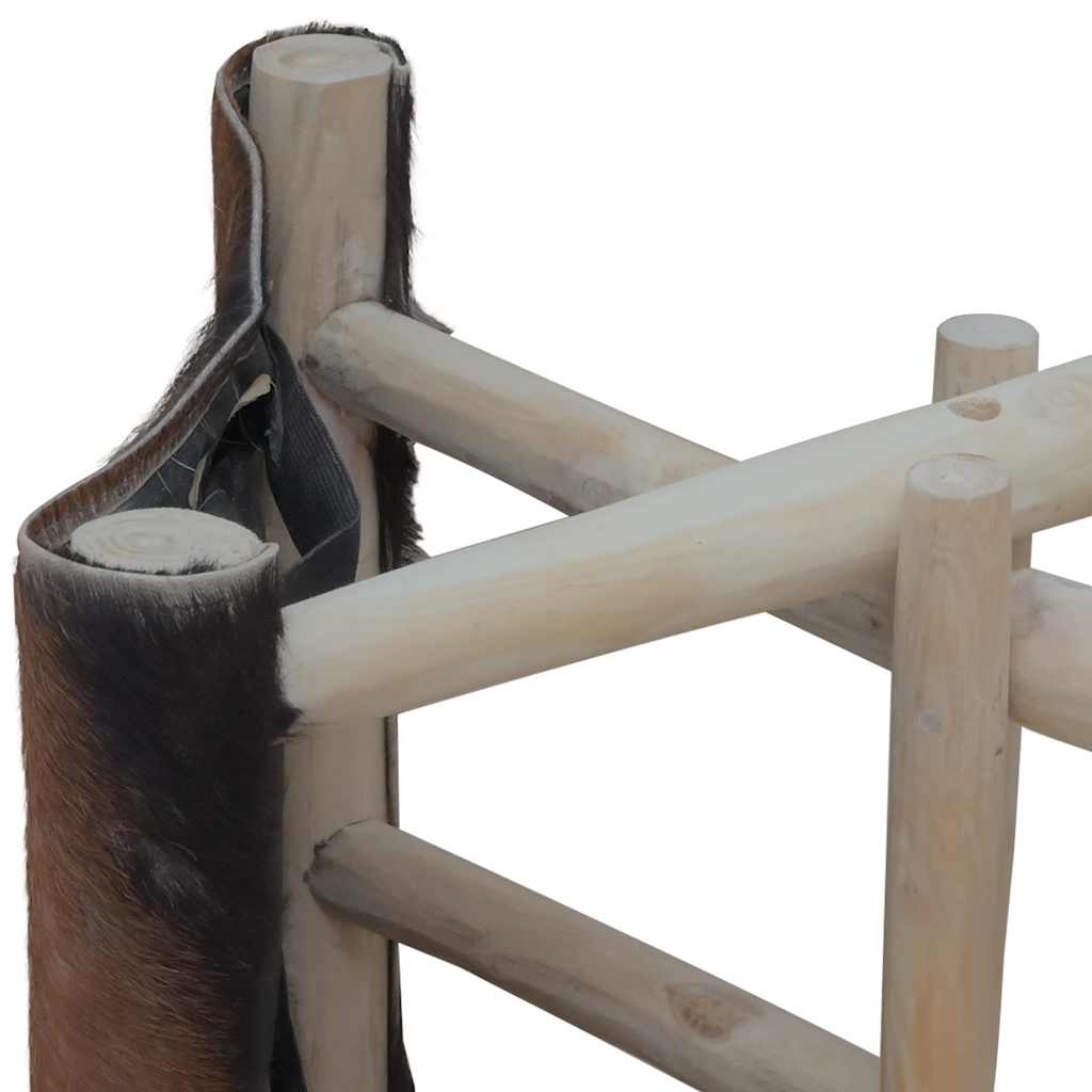 Klapphocker Ziegenleder und Massivholz Teak