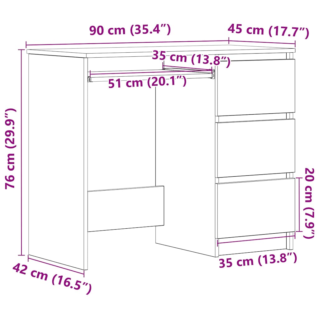 Schreibtisch Betongrau 90x45x76 cm Holzwerkstoff