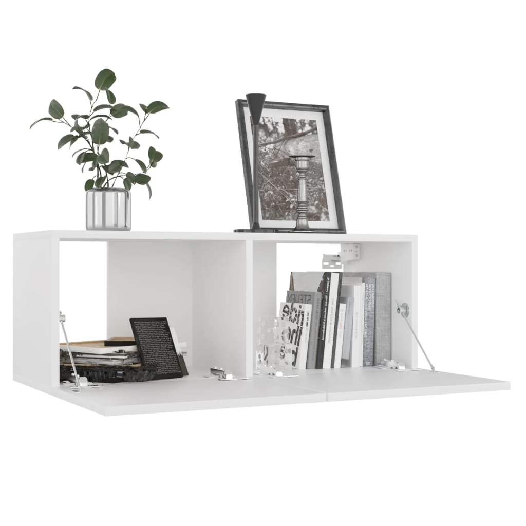 Meuble TV blanc 80x30x30 cm en matériau à base de bois