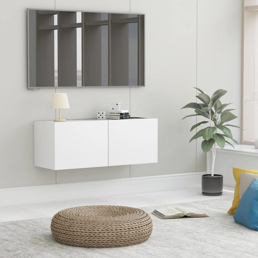 Meuble TV blanc 80x30x30 cm en matériau à base de bois