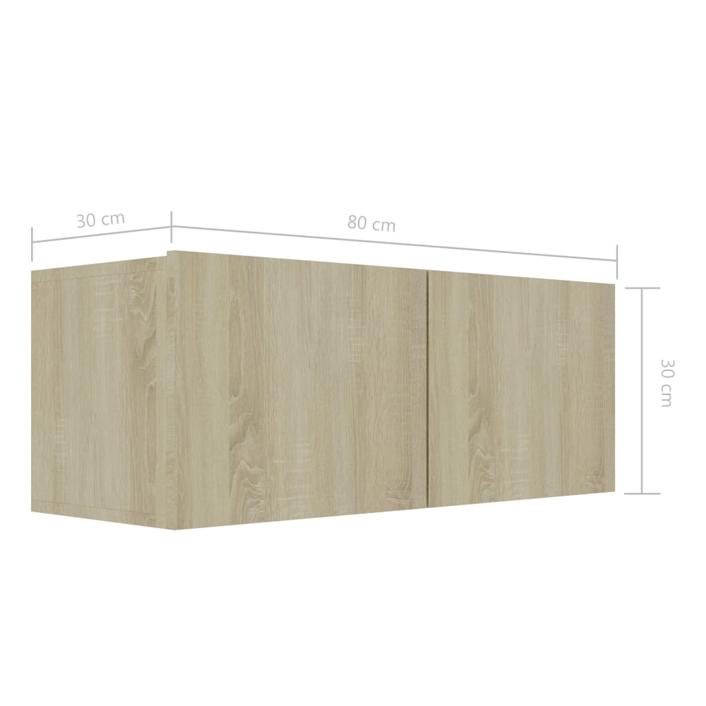 Meuble TV en chêne Sonoma 80x30x30 cm, matériau à base de bois