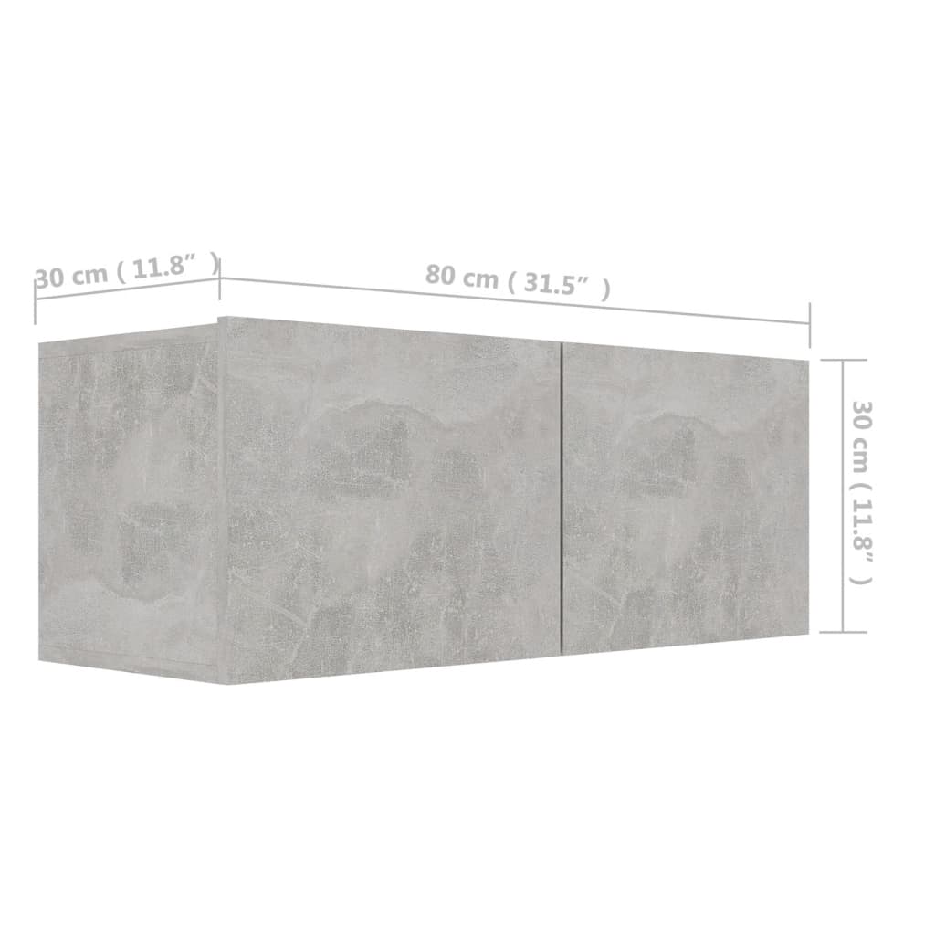 Meuble TV gris béton 80x30x30 cm en bois