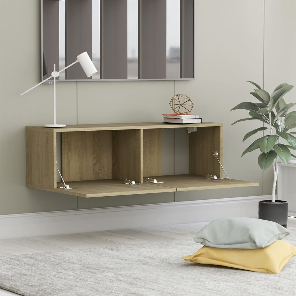 Meuble TV chêne Sonoma 100x30x30 cm matériau bois