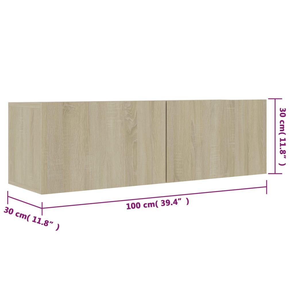 Meuble TV chêne Sonoma 100x30x30 cm matériau bois