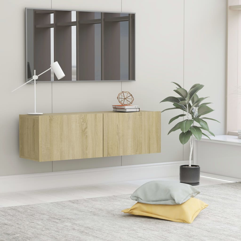 Meuble TV chêne Sonoma 100x30x30 cm matériau bois
