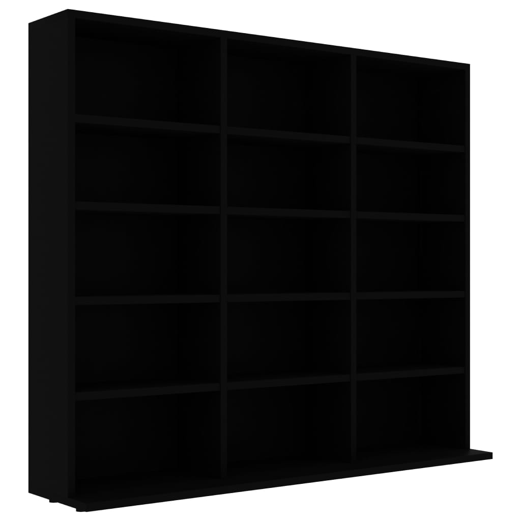 Étagère à CD noire 100x23x89,5 cm en matériau à base de bois