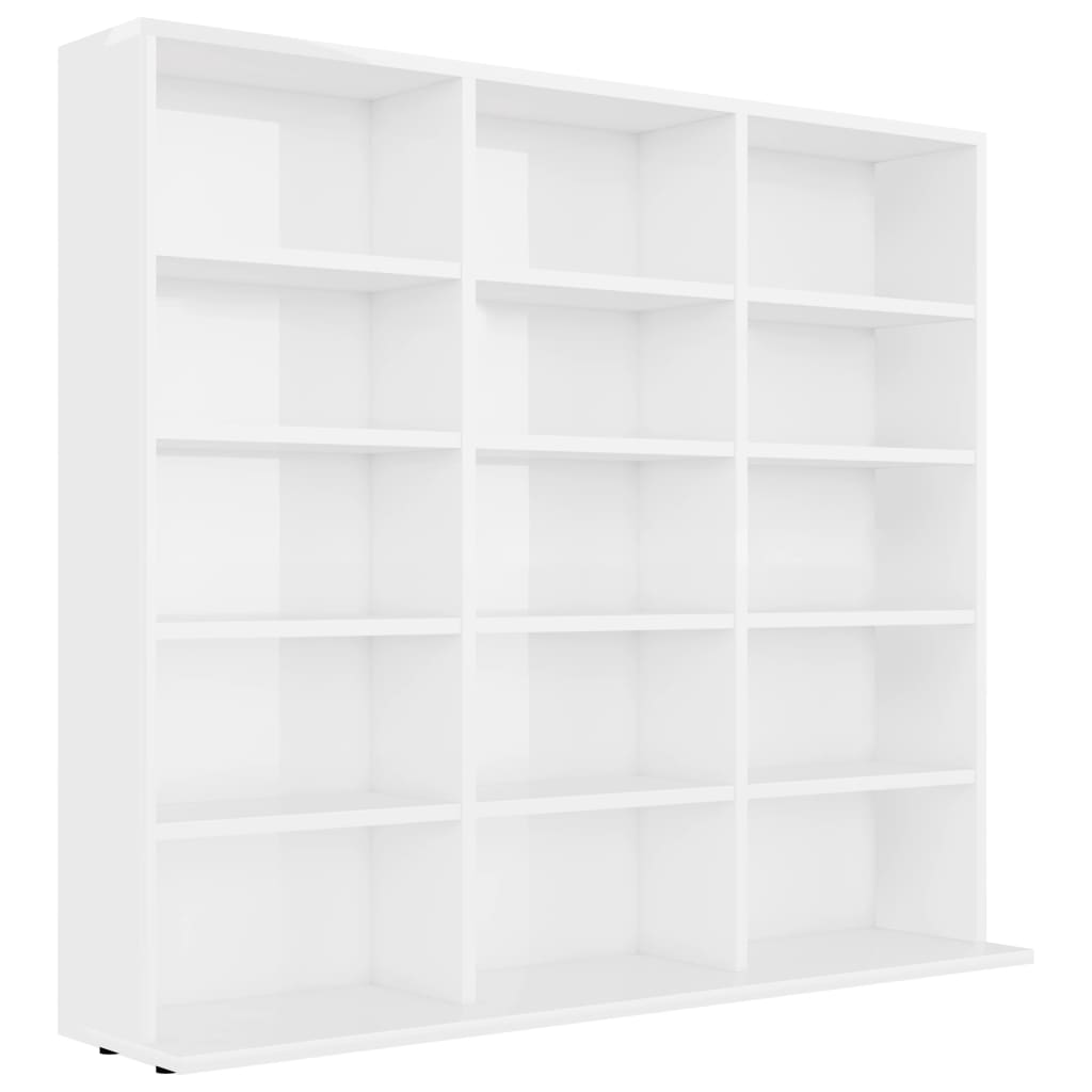 Étagère à CD blanc brillant 100x23x89,5 cm matériau à base de bois