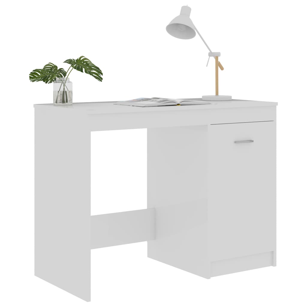 Bureau blanc brillant 100x50x76 cm en bois