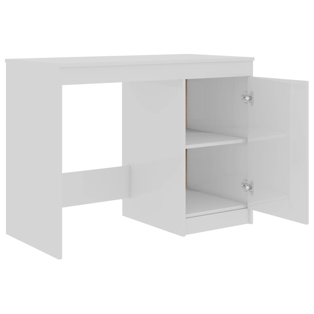 Bureau blanc brillant 100x50x76 cm en bois