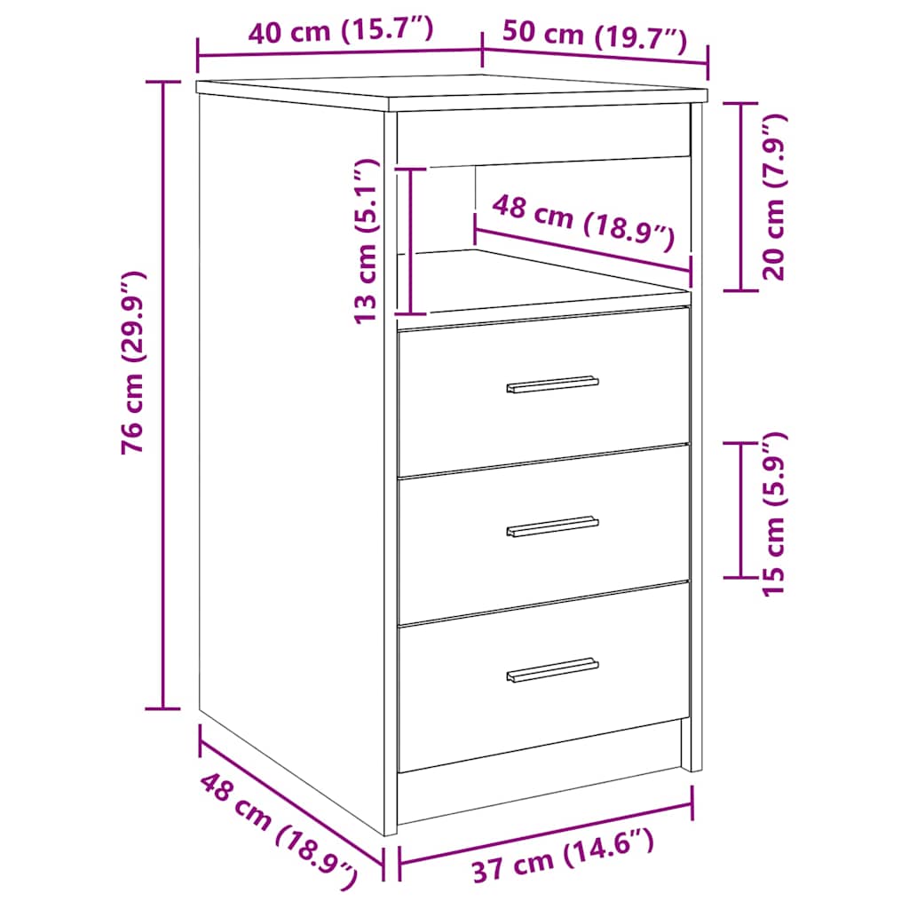 Sideboard mit Schubladen Sonoma-Eiche 40x50x76 cm Holzwerkstoff
