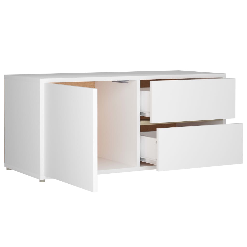 Meuble TV blanc 80x34x36 cm en bois