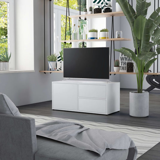 Meuble TV blanc 80x34x36 cm en bois