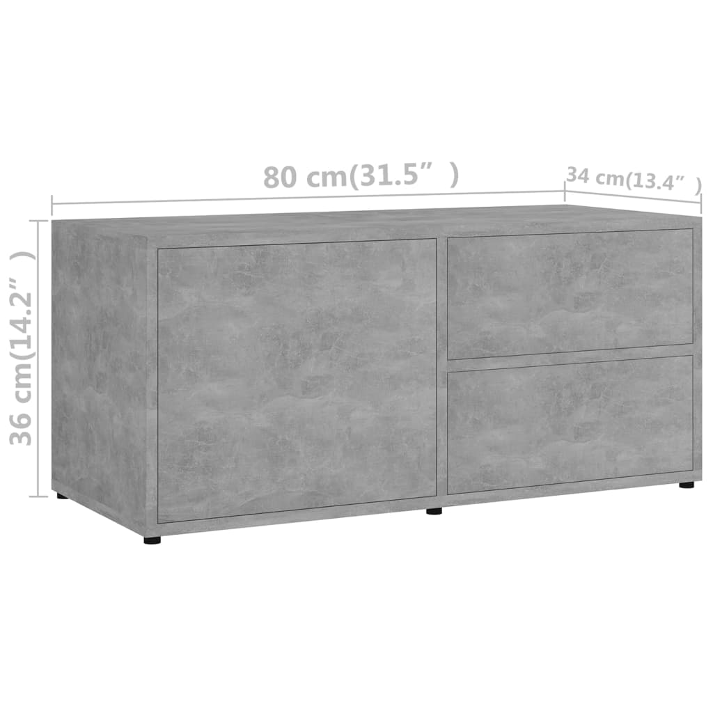 TV-Schrank Betongrau 80x34x36 cm Holzwerkstoff