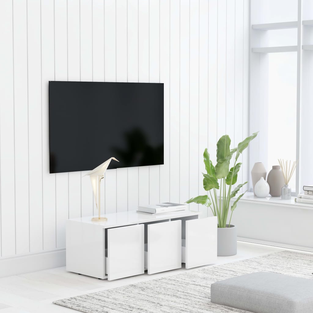 Meuble TV blanc 80x34x30 cm en bois