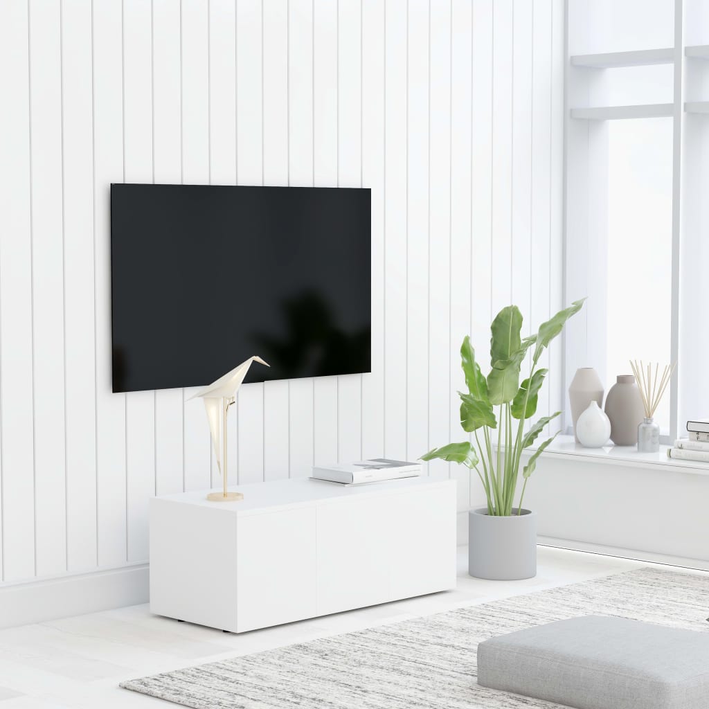 Meuble TV blanc 80x34x30 cm en bois