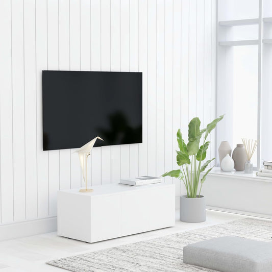 Meuble TV blanc 80x34x30 cm en bois