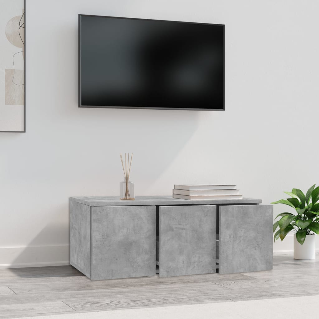 Meuble TV gris béton 80x34x30 cm en bois