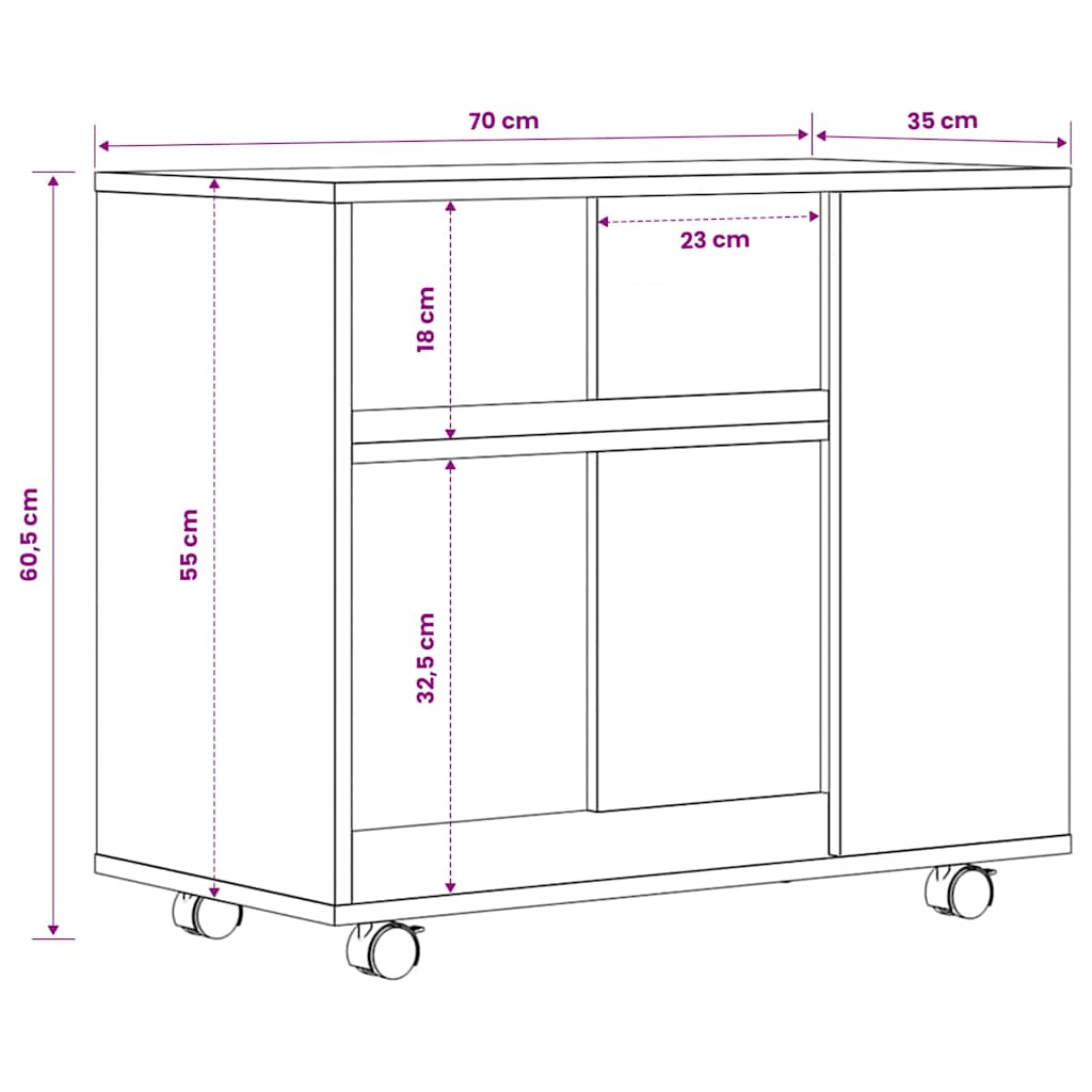 Beistelltisch Betongrau 70x35x60,5 cm Holzwerkstoff
