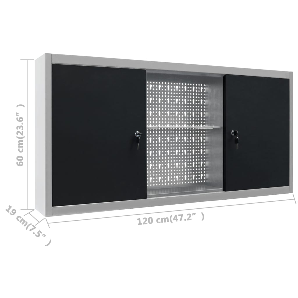 Établi avec 3 parois porte-outils et 1 armoire murale