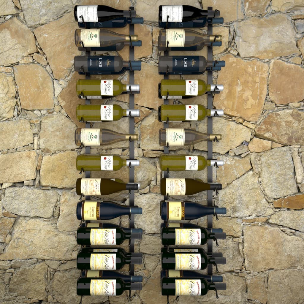 Wand-Weinregale für 48 Flaschen 2 Stk. Schwarz Eisen