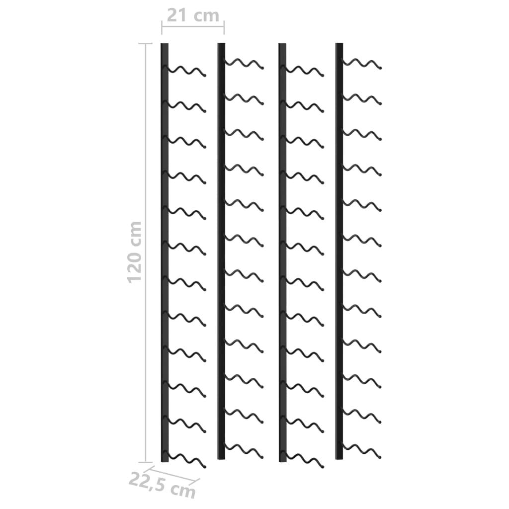 Wand-Weinregale für 48 Flaschen 2 Stk. Schwarz Eisen