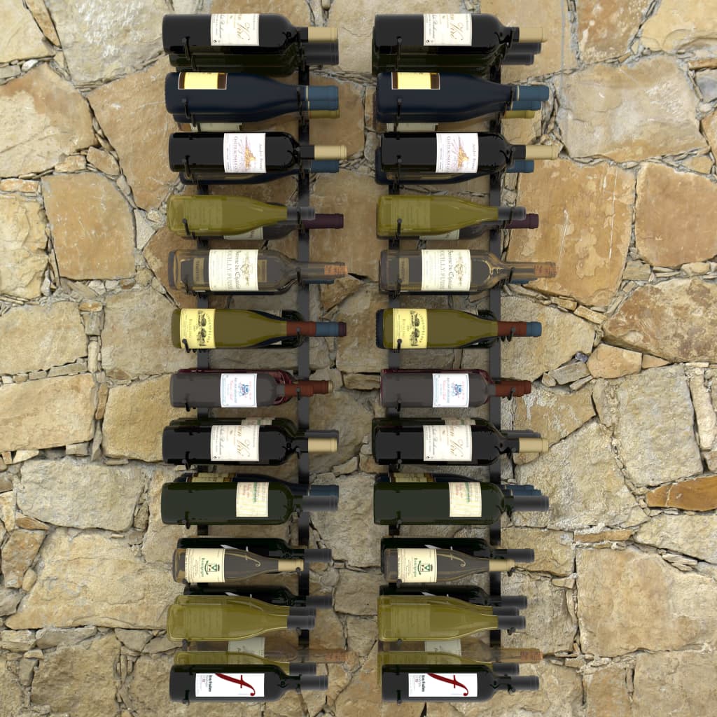 Wand-Weinregale für 72 Flaschen 2 Stk. Schwarz Eisen