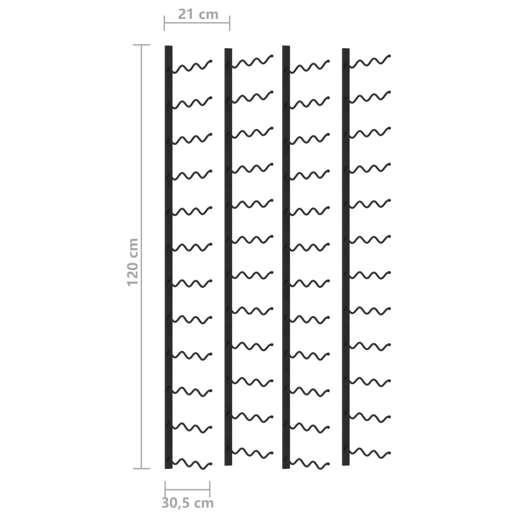 Wand-Weinregale für 72 Flaschen 2 Stk. Schwarz Eisen