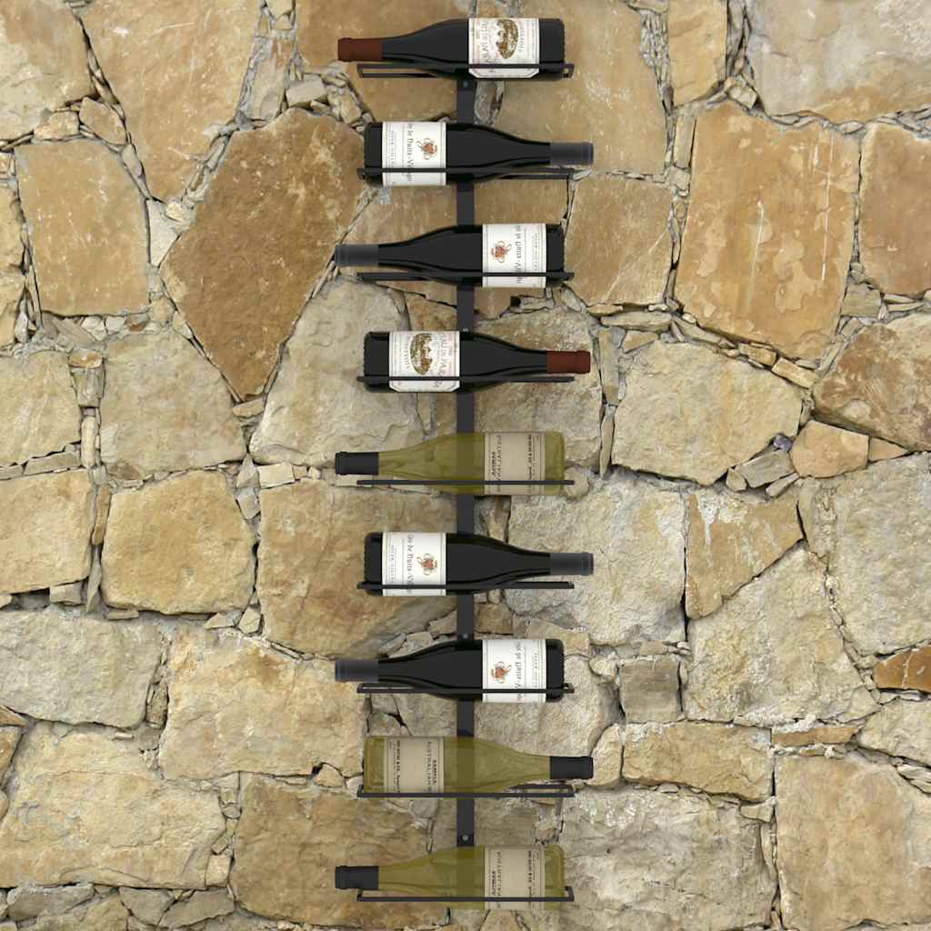 Casier à vin mural pour 9 bouteilles en fer noir