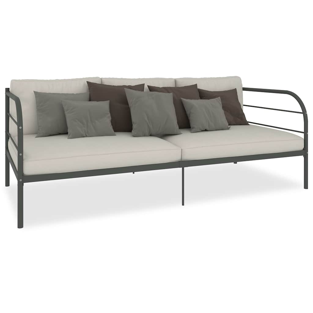 Tagesbett-Rahmen Grau Metall 90×200 cm