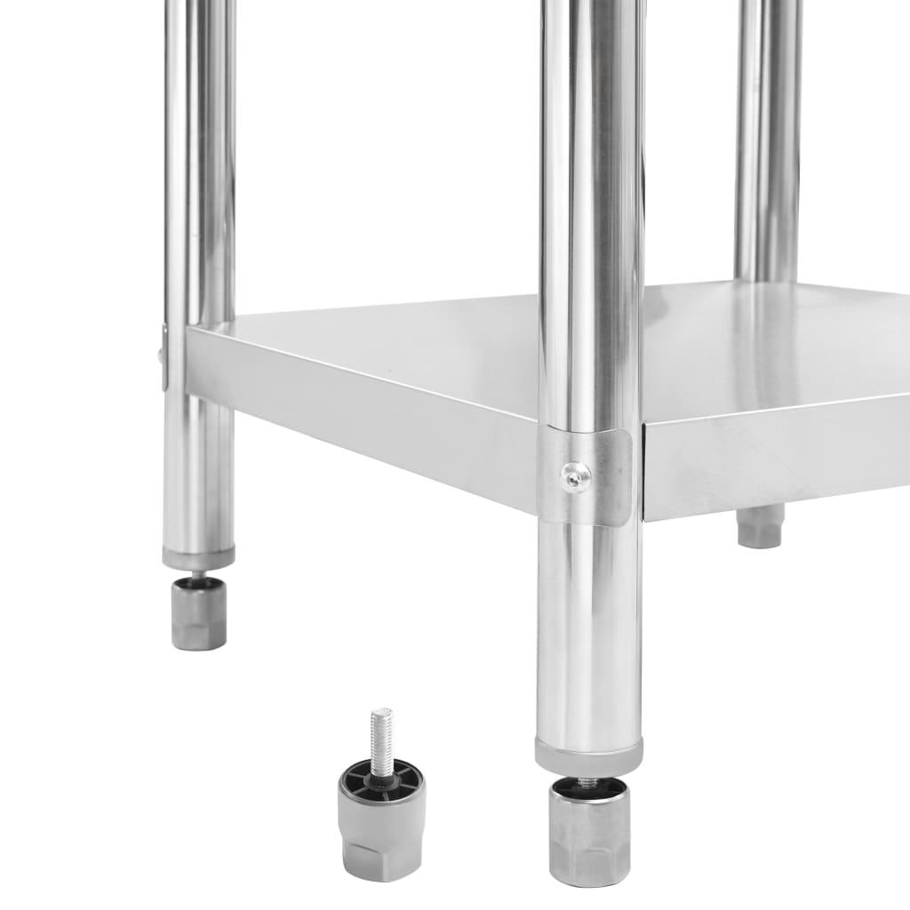 Küchen-Arbeitstisch mit Aufsatzboard 120×60×120 cm Edelstahl