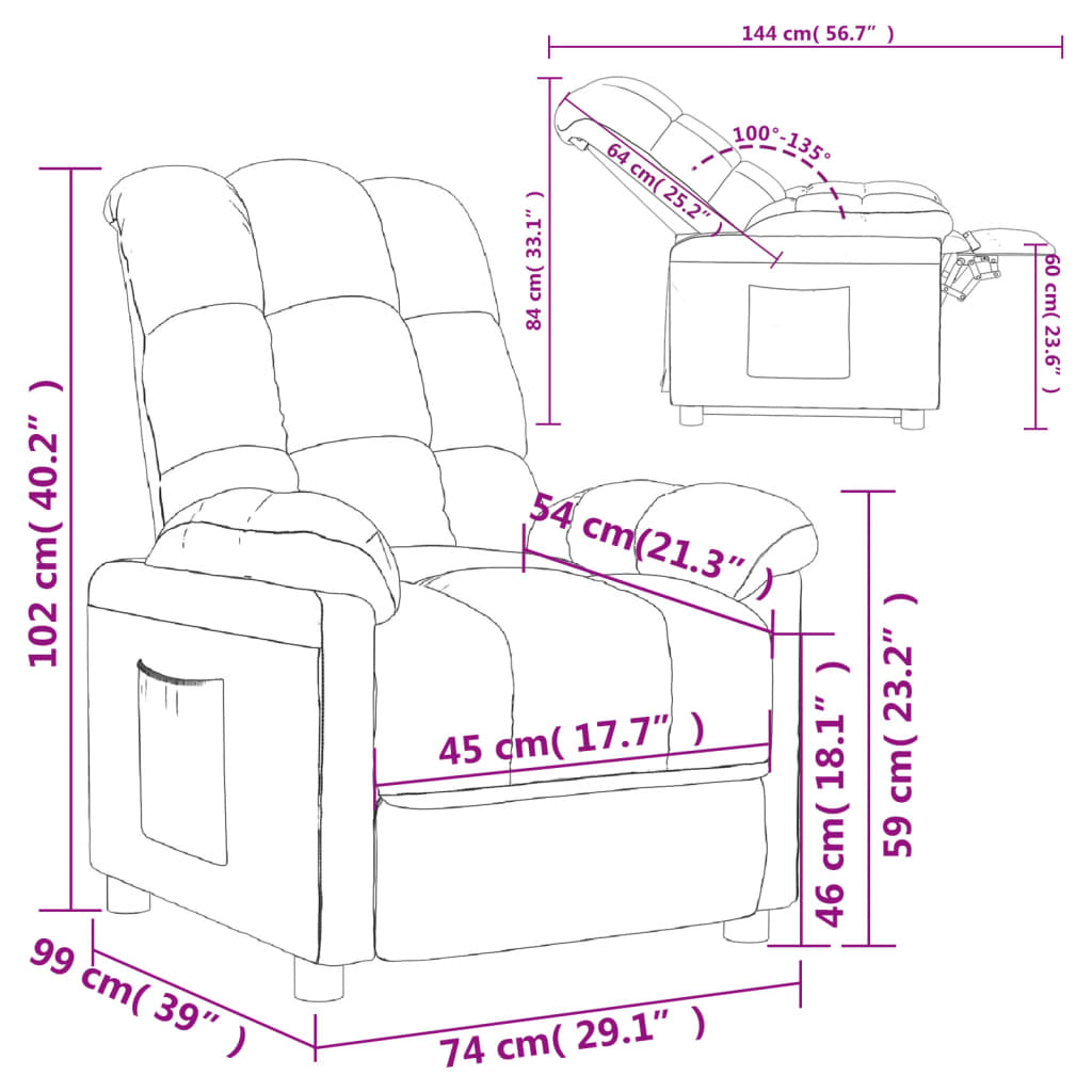 Fauteuil de relaxation tissu gris clair
