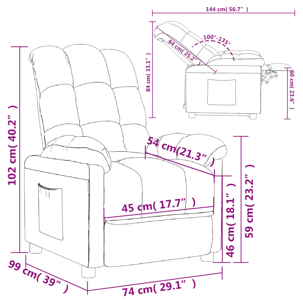 Fauteuil de relaxation tissu gris foncé