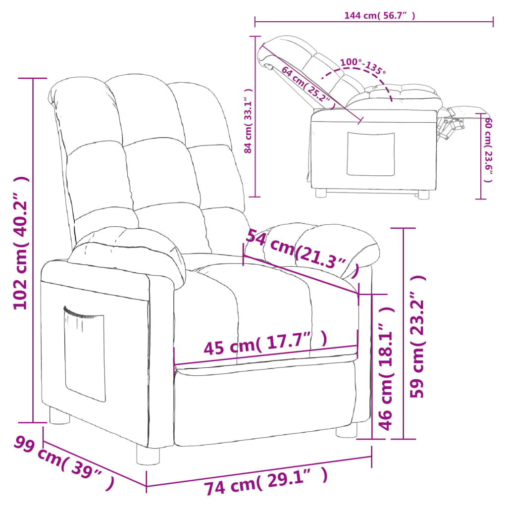 Fauteuil de relaxation tissu marron