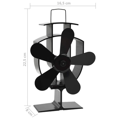 Ofenventilator Wärmebetrieben 5 Blätter Schwarz