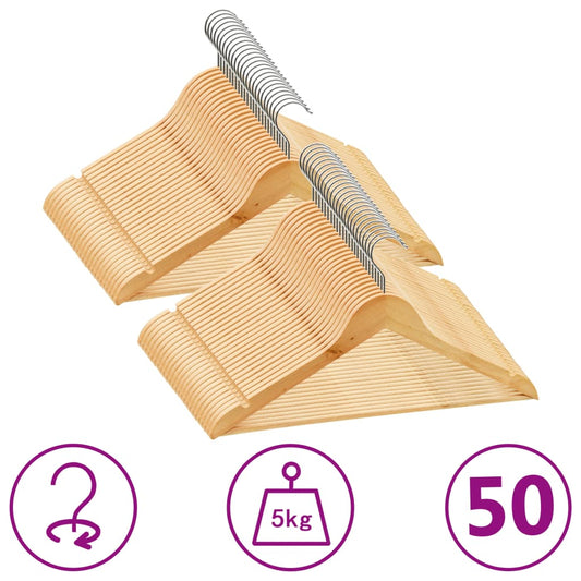 Lot de 50 cintres antidérapants en bois dur