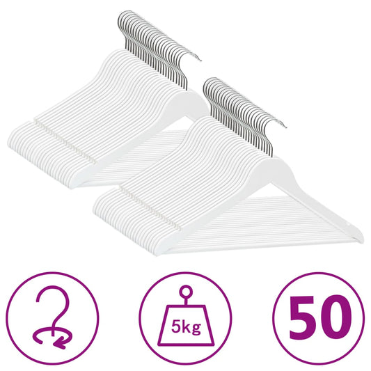 Lot de 50 cintres antidérapants en bois dur blanc