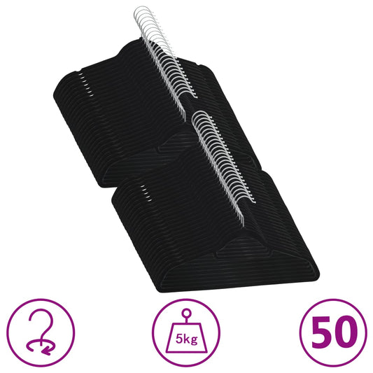 Lot de 50 cintres antidérapants en velours noir
