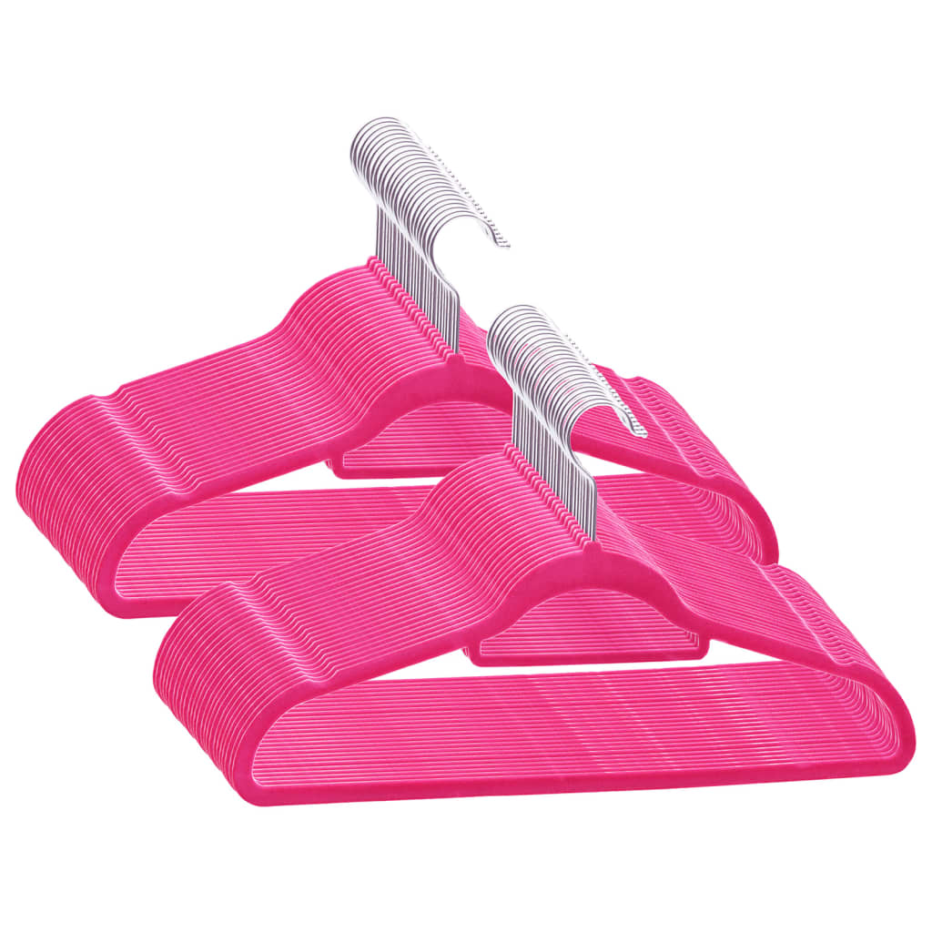 Lot de 50 cintres antidérapants en velours rose