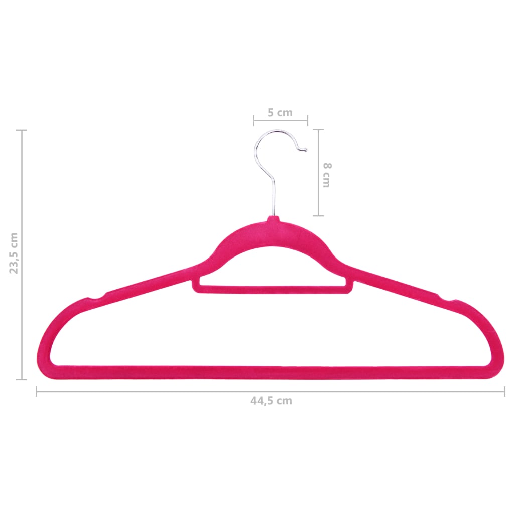 Lot de 50 cintres antidérapants en velours rose