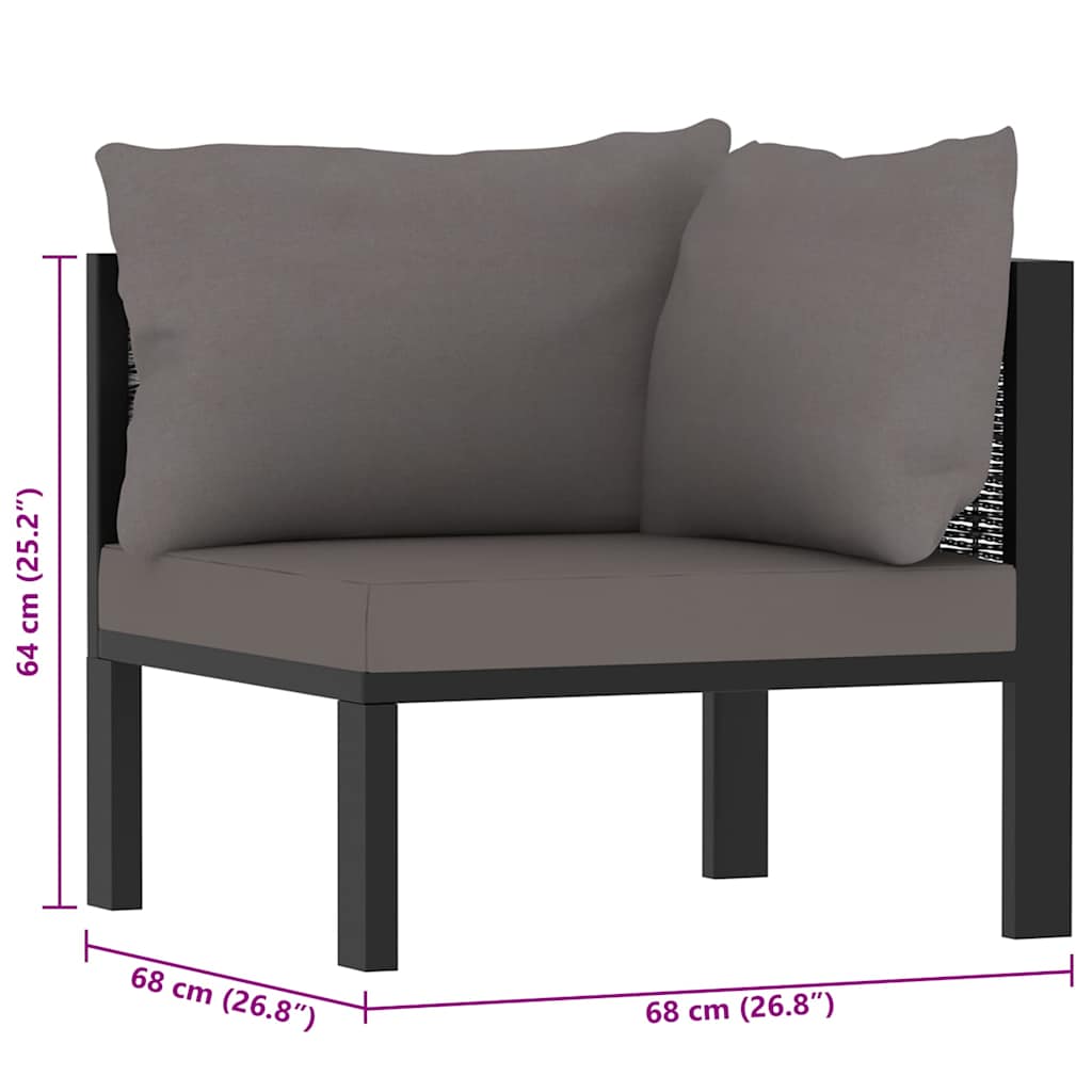 Sofa-Eckelement mit Linker Armlehne Poly Rattan Anthrazit