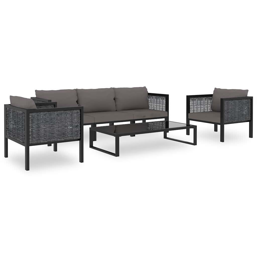 Sofa-Eckelement mit Linker Armlehne Poly Rattan Anthrazit
