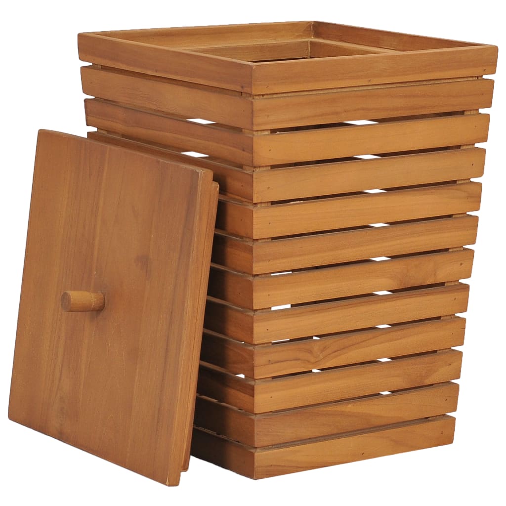 Wäschekorb 30×30×45 cm Teak Massivholz
